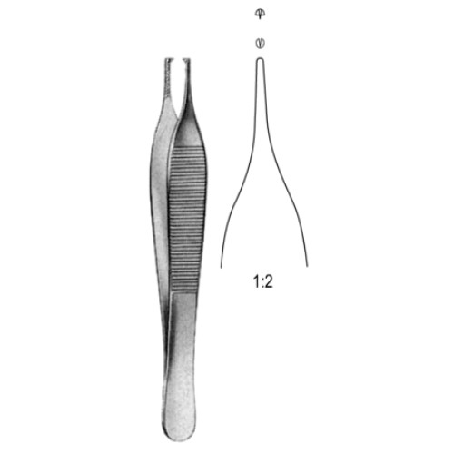 Adson Tissue Fcps 1x2T, w/ cross serr 12cm