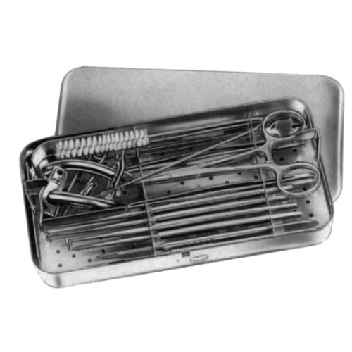 Tracheotomy Set, Complete in S.S. Case containing instruments