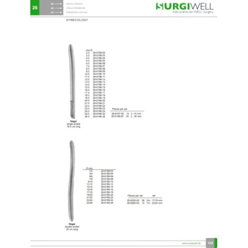 Hegar Uterine Dilators   2.0mm